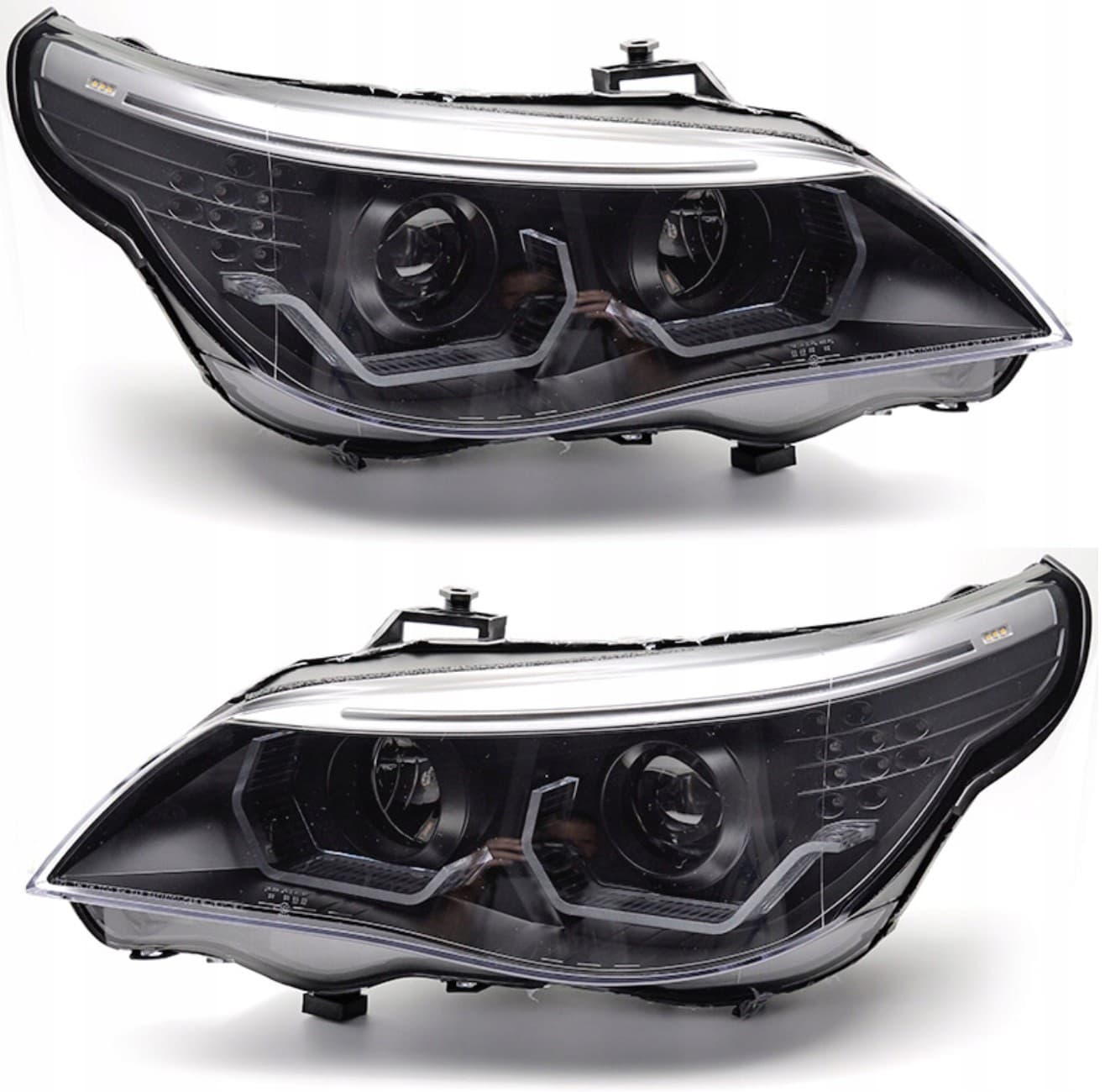 Faros delanteros Angel Eyes BMW E60 E61 03-07 Negro nuevo 2