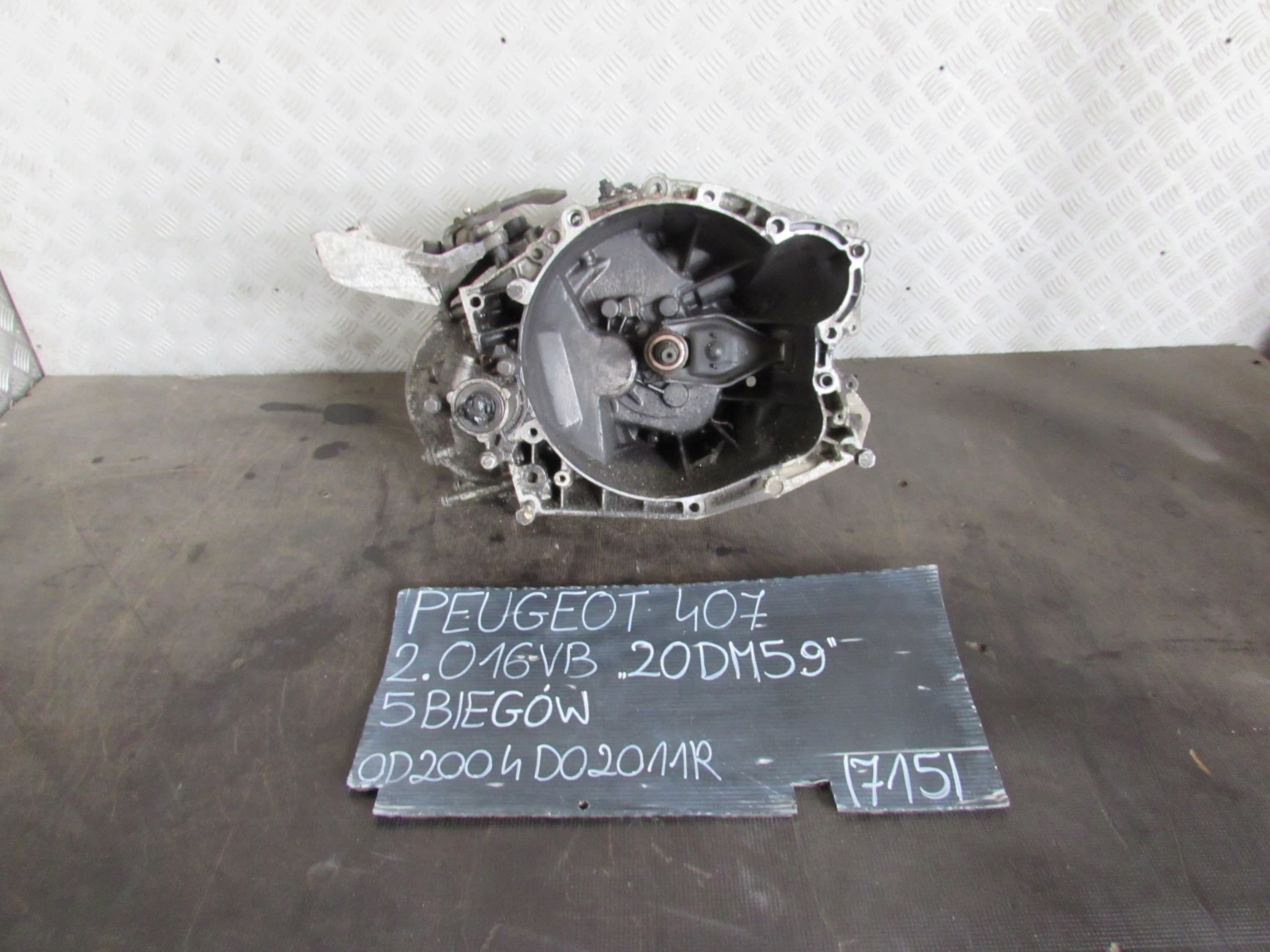 Transmisión 20DM59 Peugeot 407 2.0B 16V 04-11 usado