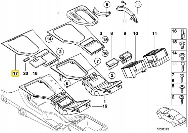 Base de consola central BMW 5 E39 51168157455 nuevo 5