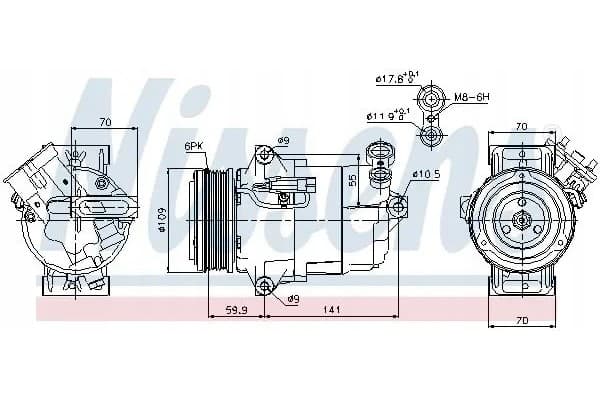 Compresor de aire acondicionado Nissens 89041 nuevo 5