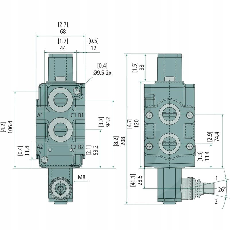 Válvulas manuales Granit 6/2 vías DV90/B/6/KZ nuevo 4