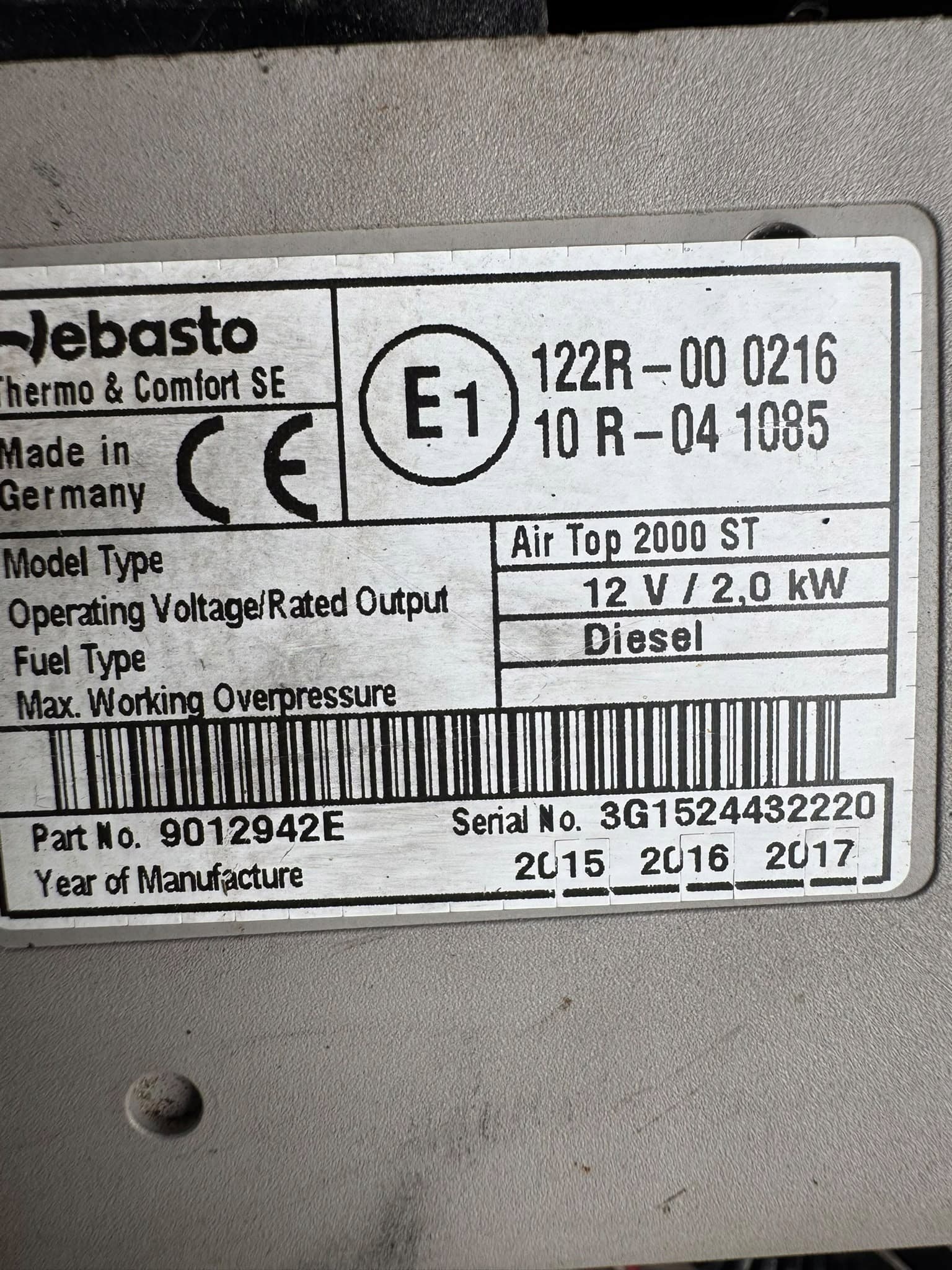 Webasto Air Top 2000 ST 12v 9012942E usado 6