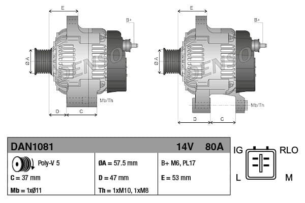 Alternador para Toyota IQ 1.0 01.09-12.15 nuevo 5