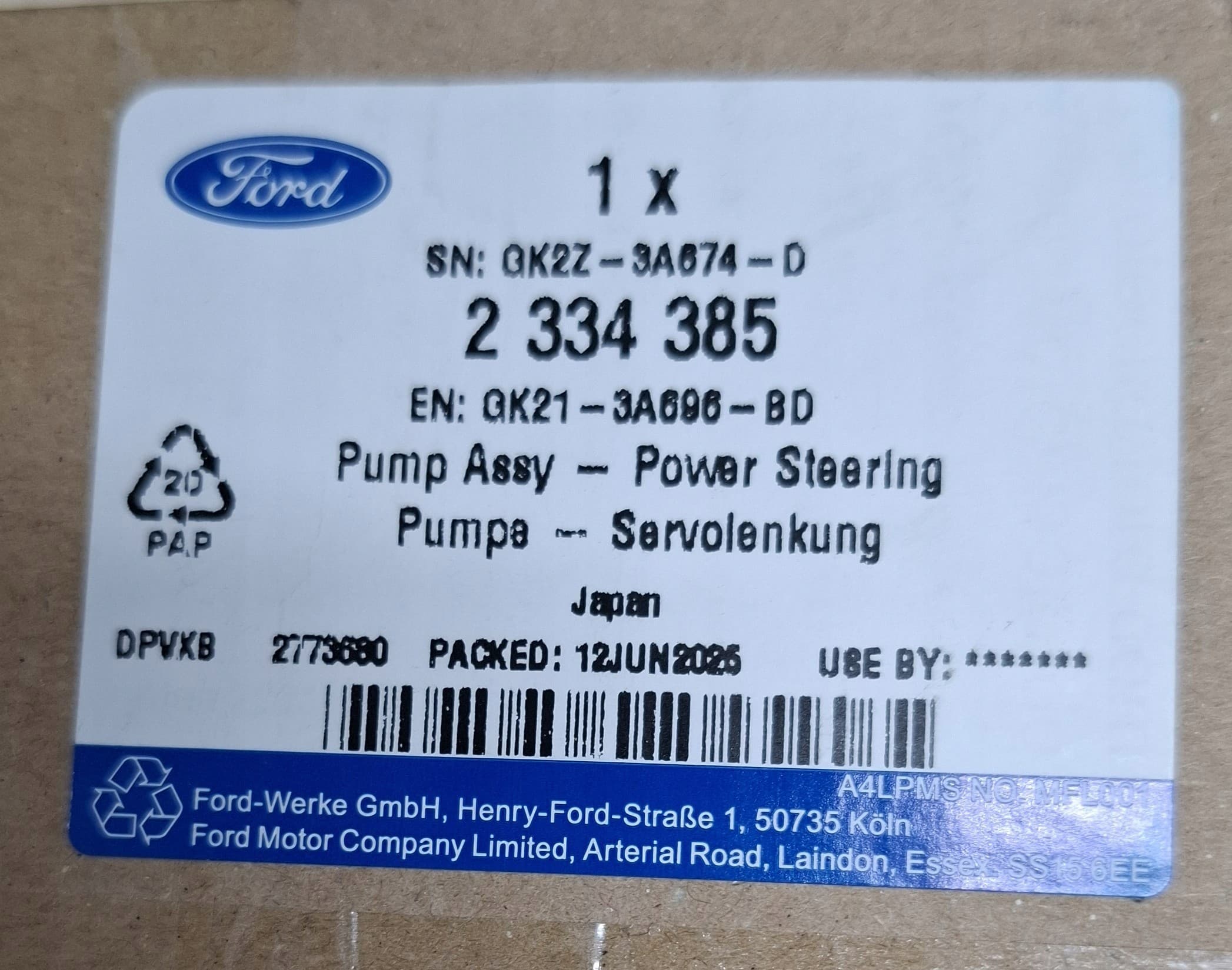 Bomba de Dirección Asistida Ford Transit MK4 2334385 nuevo 6