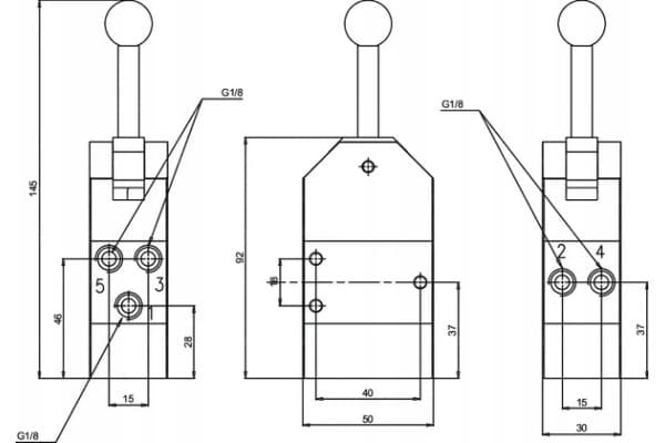 Válvula 5/3 operada manualmente Kramp nuevo 4