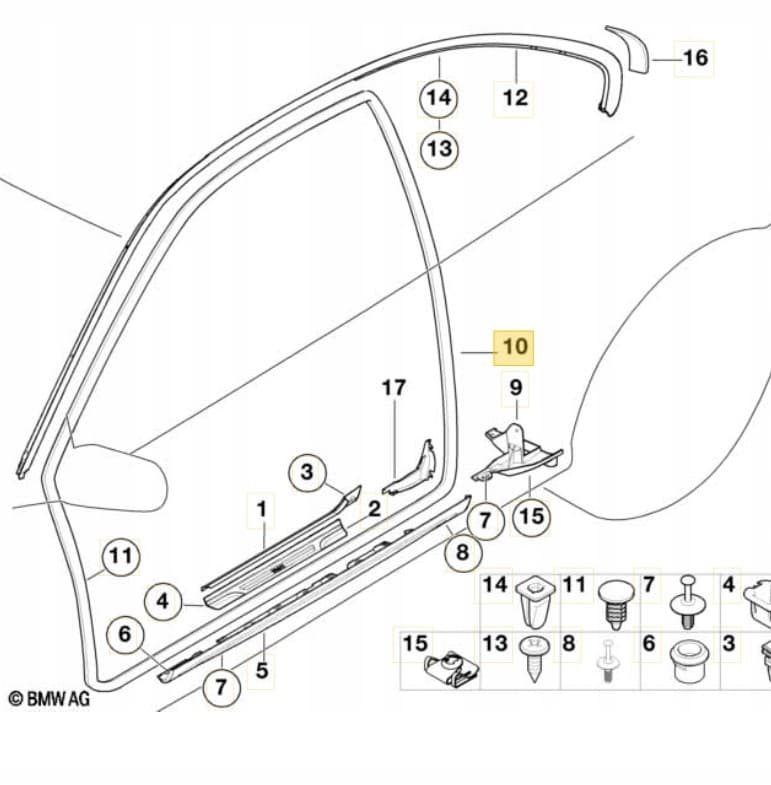 Protector de borde delantero derecho para puerta BMW E46 nuevo 2