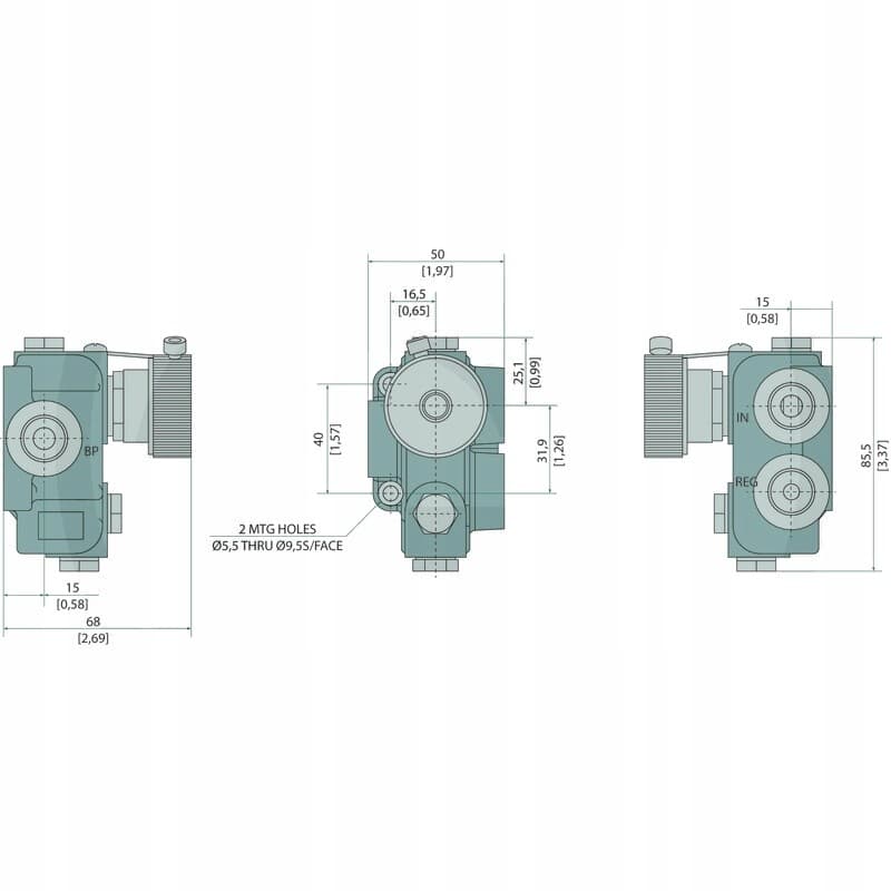 Válvula de Control de Flujo Webtec de 3 Vías VFD50-30-T 3/8 nuevo 2