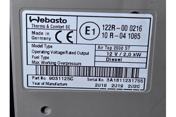Webasto Air Top 2000 ST 12V - diésel, set de 2018 usado 3