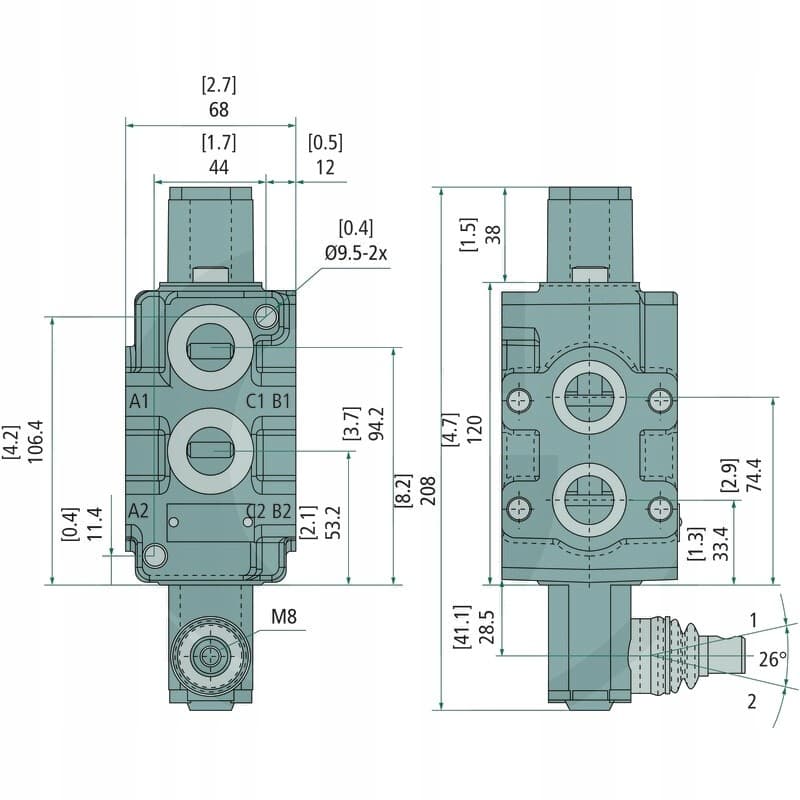 Válvula de Control Manual 6/2 Vías Granit DV90/A/6/KZ nuevo 2