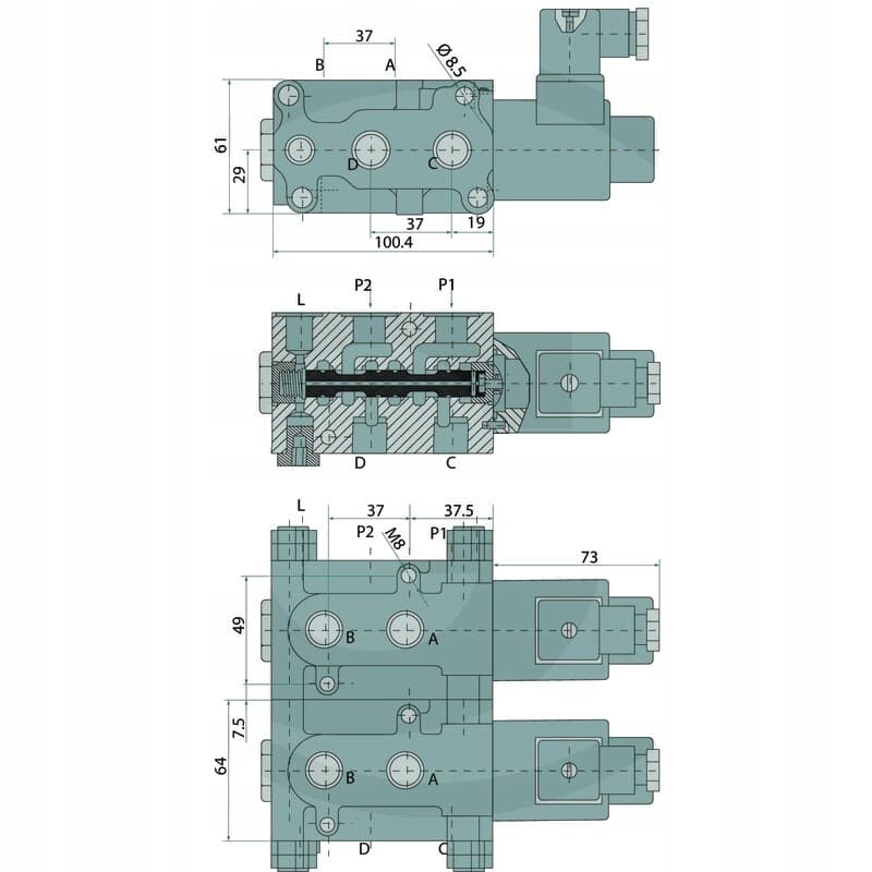 Válvula Granit 6/2 Vías Swv-E-12V Zinc-Níquel (3/8 ) nuevo