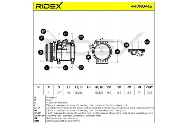 Compresor de aire acondicionado Ridex 447K0415 nuevo 6