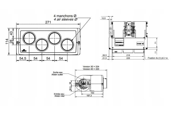 Calentador de agua universal 12V 6KW 4 x D45 usado 6