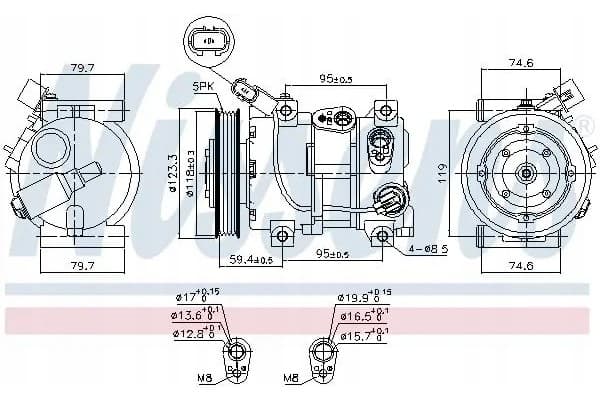 Compresor de aire acondicionado - Nissens 890652 usado 5