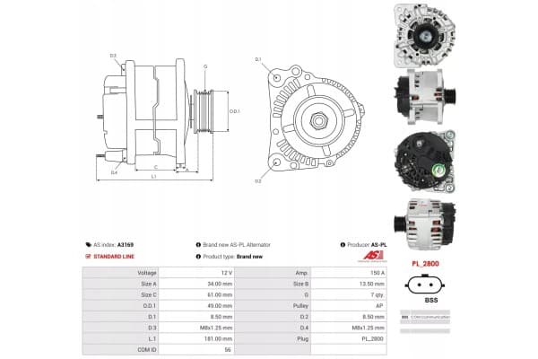 Alternador As-Pl A3169 nuevo 6