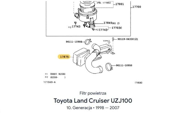 Toyota 17875-50280 Tubo Del Filtro DE Aire nuevo