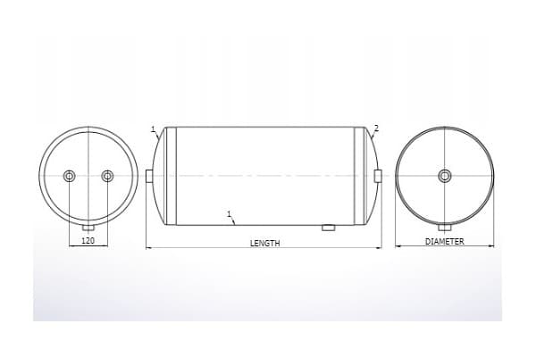 Depósito de aire 30L para Volvo 276x575 mm nuevo 3