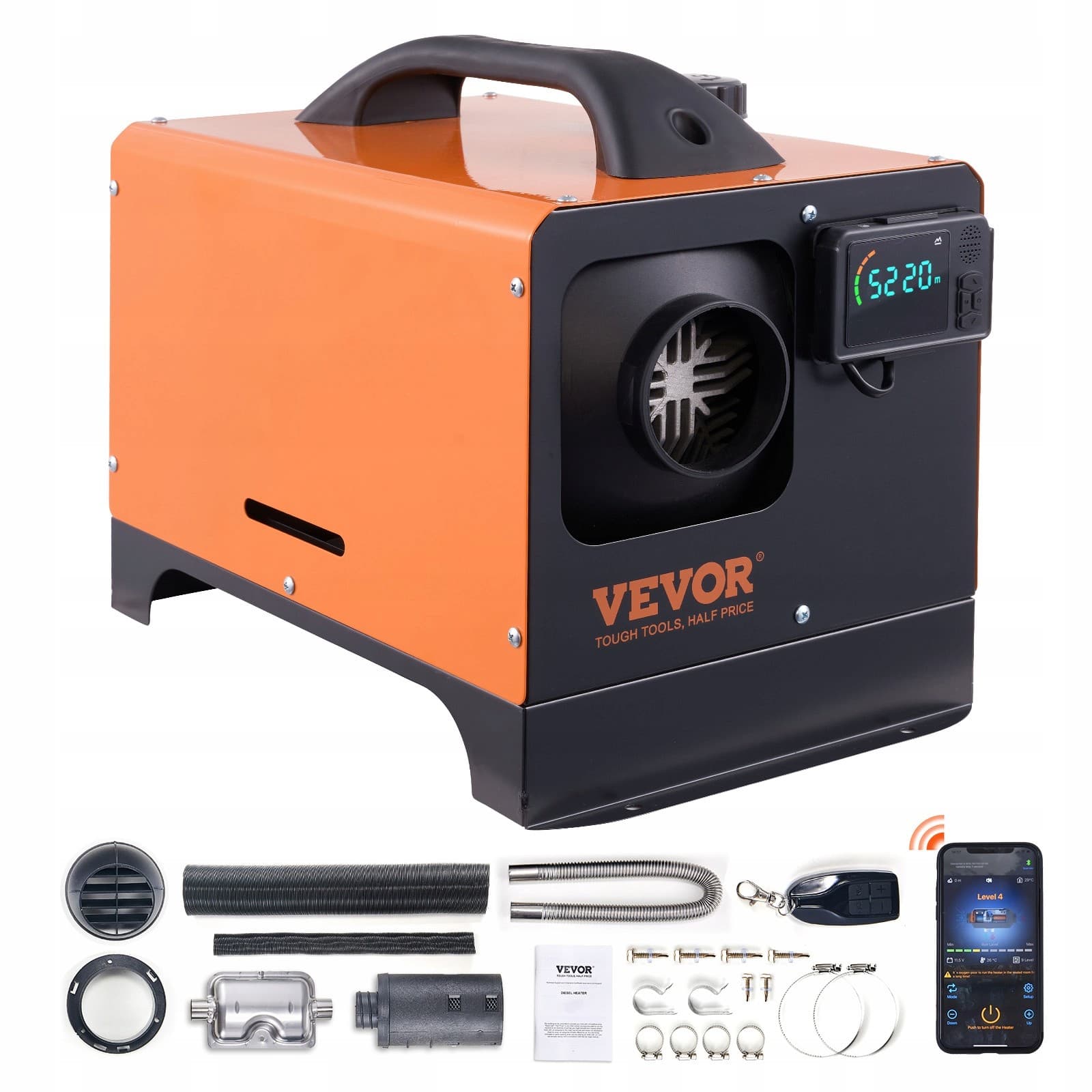 Calefactor de aire Vevor 5 kW con control remoto Bluetooth nuevo