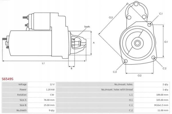 Motor de arranque As-Pl S6549S usado 5