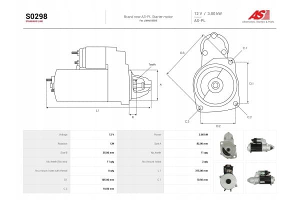 Motor de Arranque S0298 As-Pl usado 5