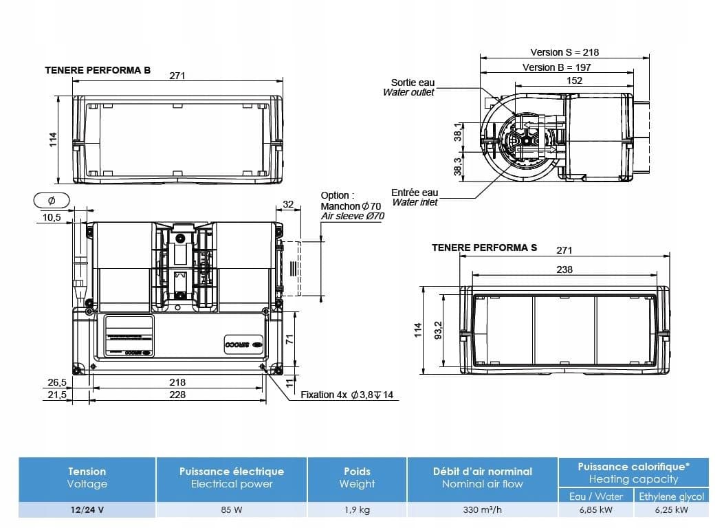 Calentador de Agua Adicional 12V 7kW / D60 nuevo 5