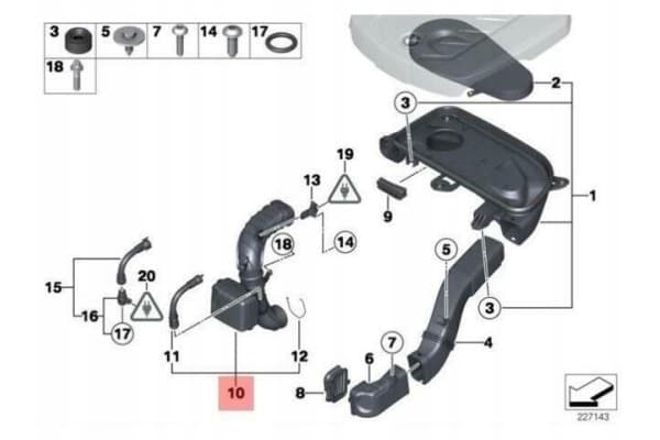 Tubo de aire original BMW F10 F11 13718509816 nuevo 2
