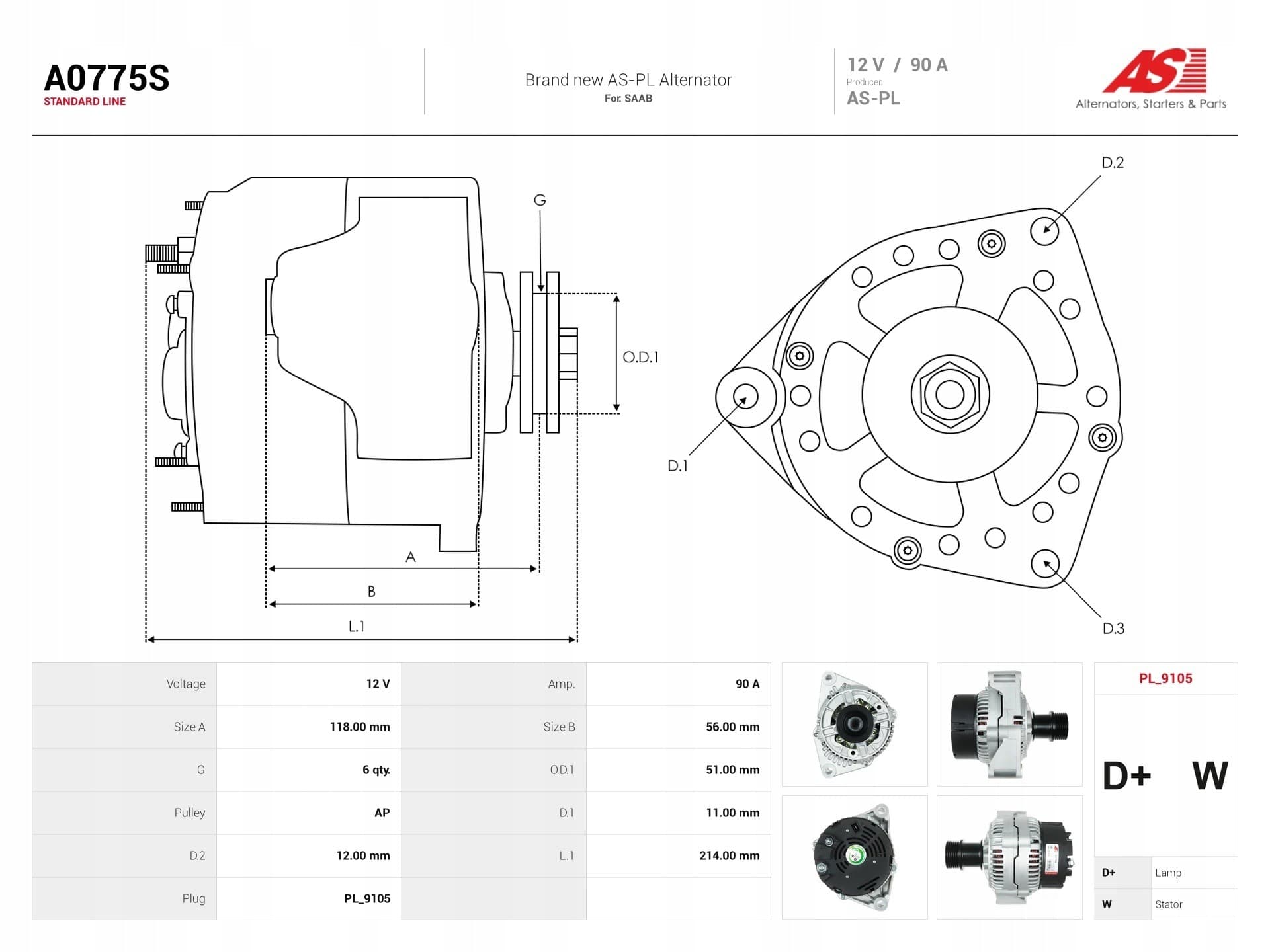 Alternador As-Pl A0775S nuevo 6