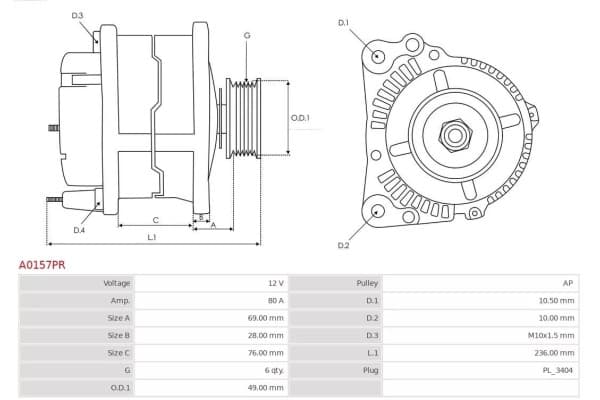 Alternador As-Pl A0157PR usado 6