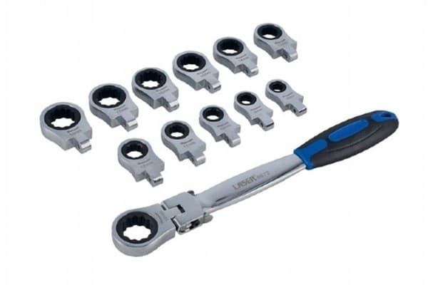 Juego de Llaves de Carraca con Cabezal Flexible, 8-19 mm nuevo