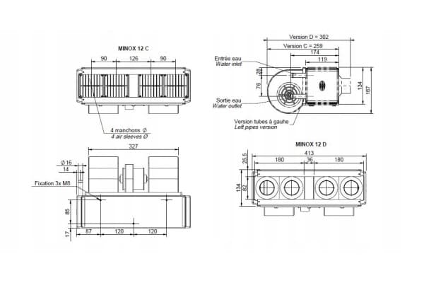 Calentador de agua 12 V/12KW 700mh/D45 usado 3