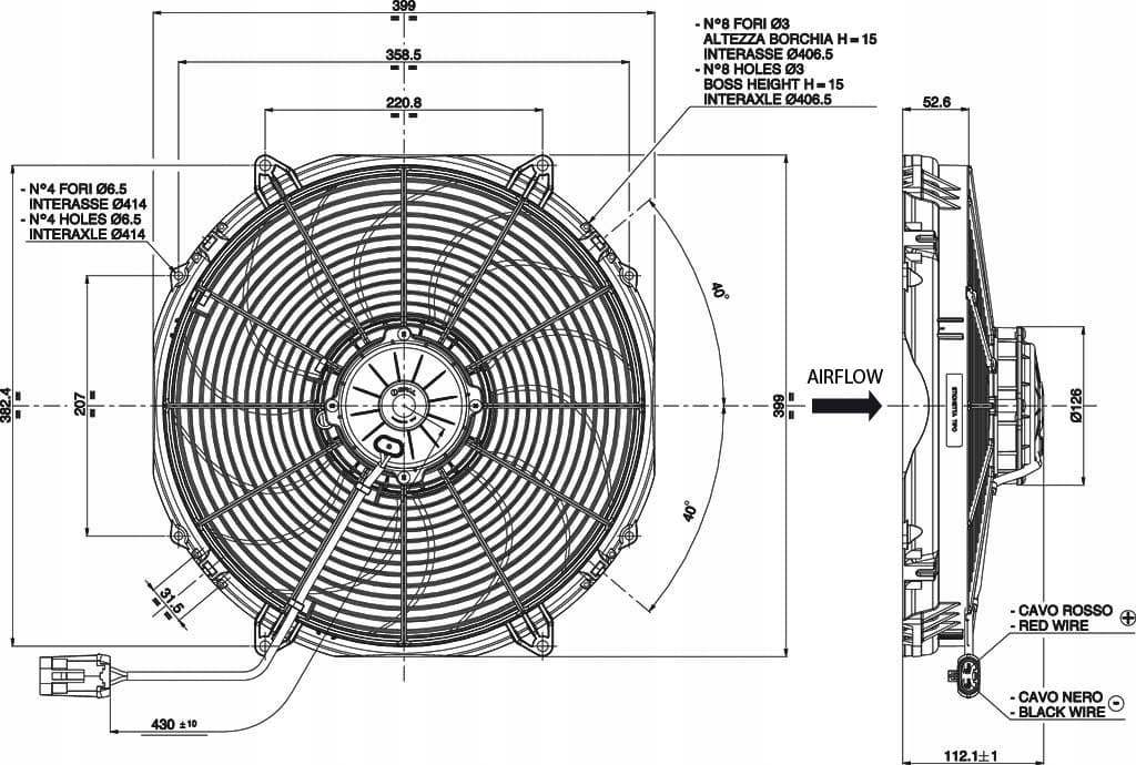 Ventilador axial Spal 12V VA33-AP91/Ll-65A 385mm de succión nuevo 2