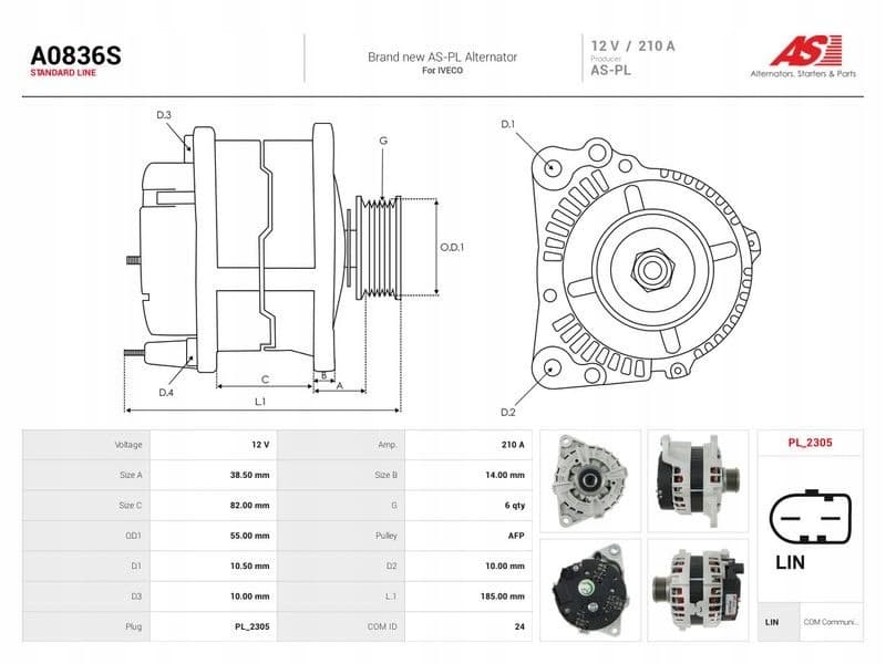 Alternador As-Pl A0836S nuevo 5