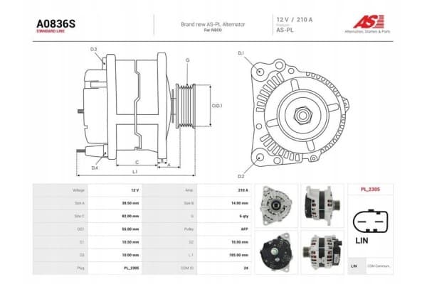 Alternador As-Pl A0836S usado 5