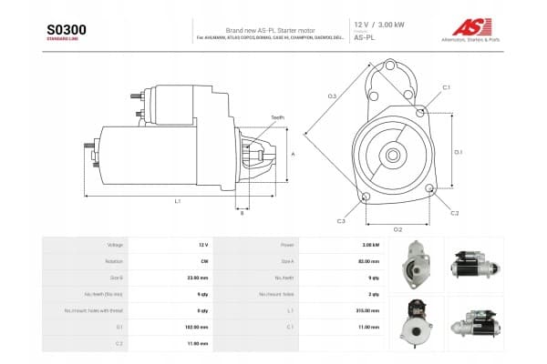 Motor de arranque As-Pl S0300 usado 5