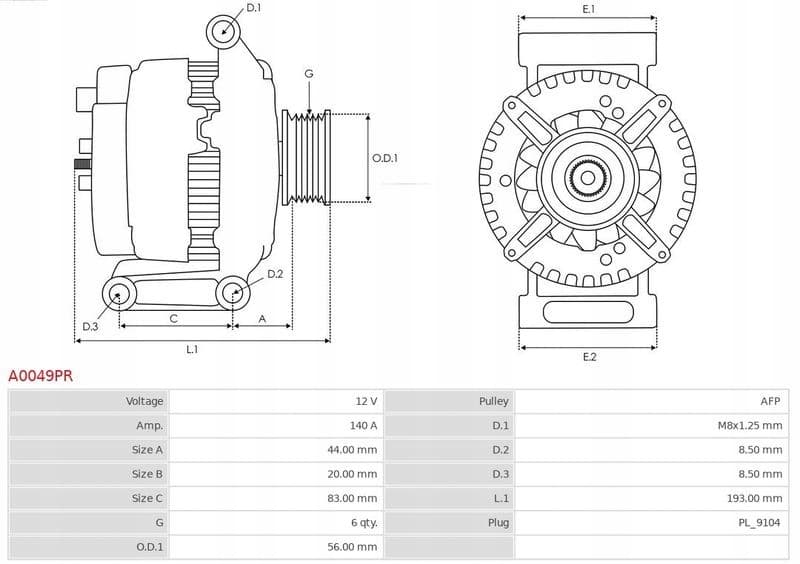 Alternador As-Pl A0049PR nuevo 8