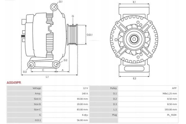 Alternador As-Pl A0049PR usado 8