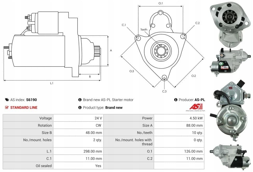 Motor de arranque As-Pl S6190 nuevo 5