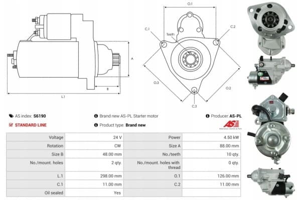 Motor de arranque As-Pl S6190 usado 5