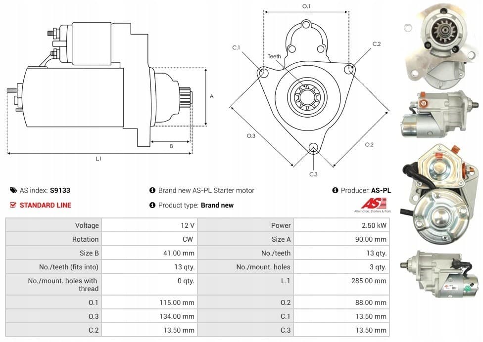 Motor de Arranque As-Pl S9133 nuevo 5