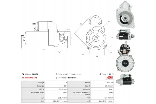 Motor de Arranque As-Pl S4077S usado 5