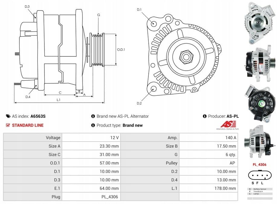 Alternador As-Pl A6563S nuevo 6