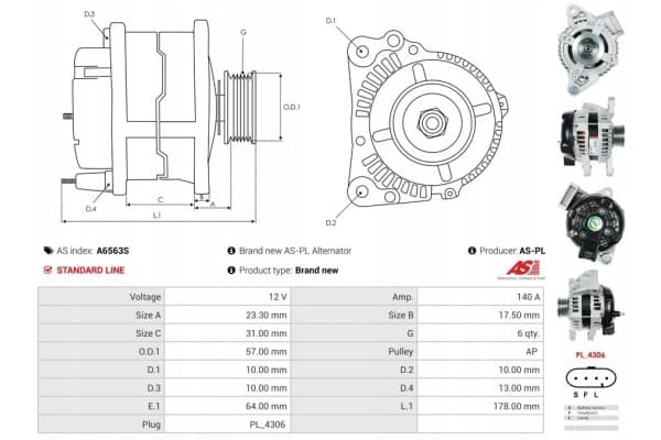 Alternador As-Pl A6563S usado 6