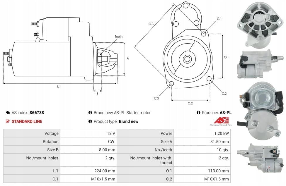 Motor de arranque As-Pl S6673S nuevo 5