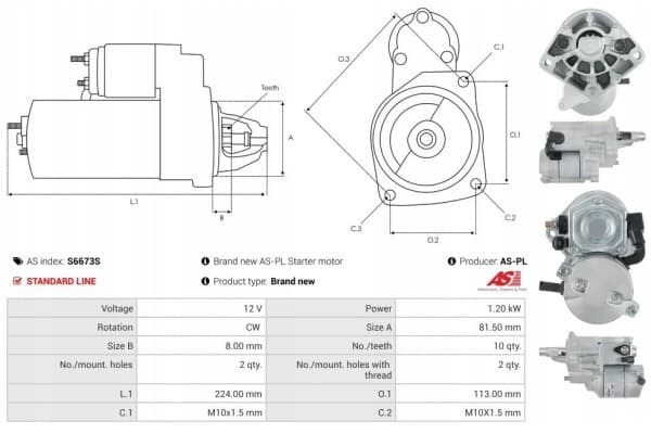 Motor de arranque As-Pl S6673S usado 5