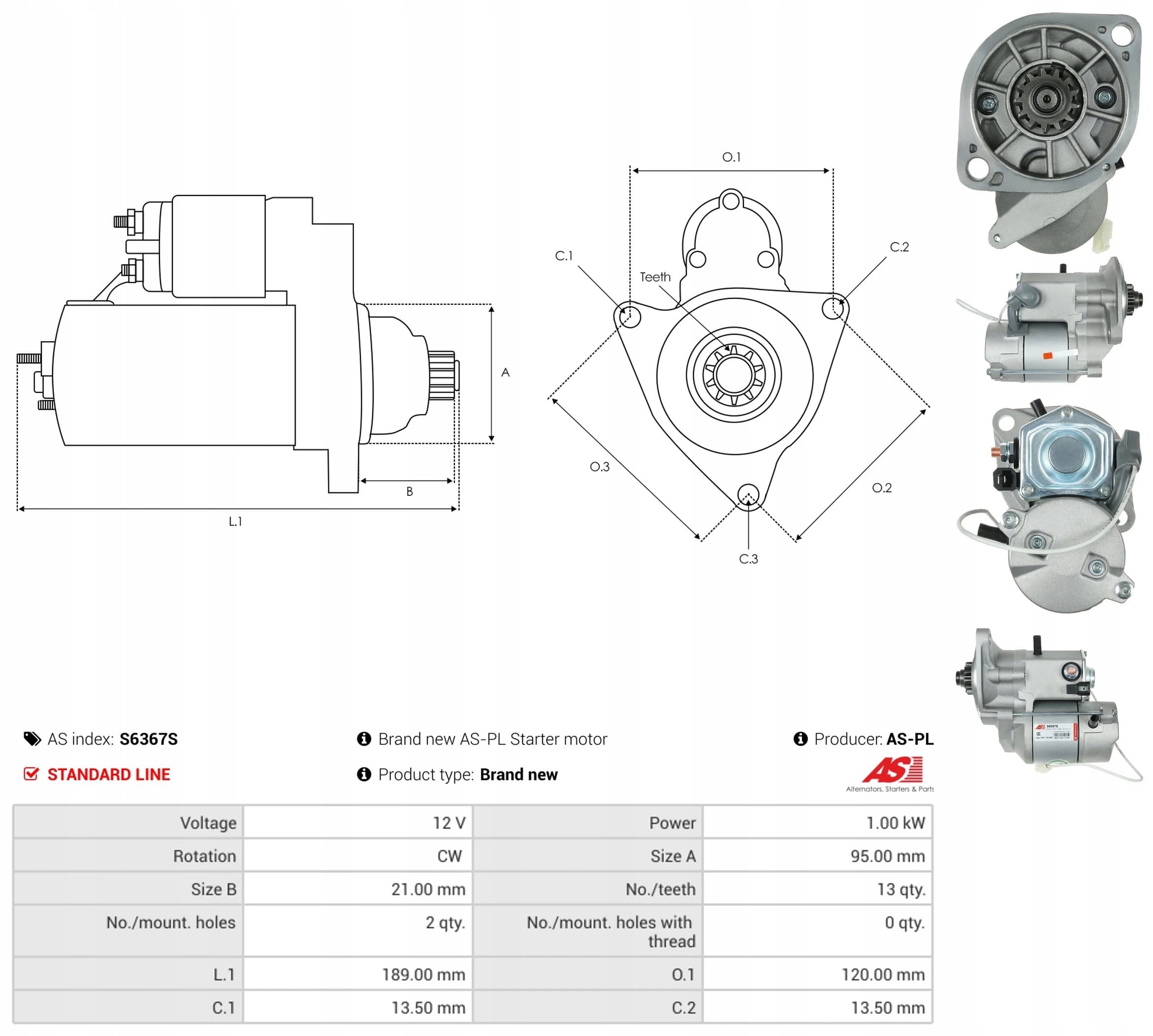 Motor de arranque As-Pl S6367S nuevo 5