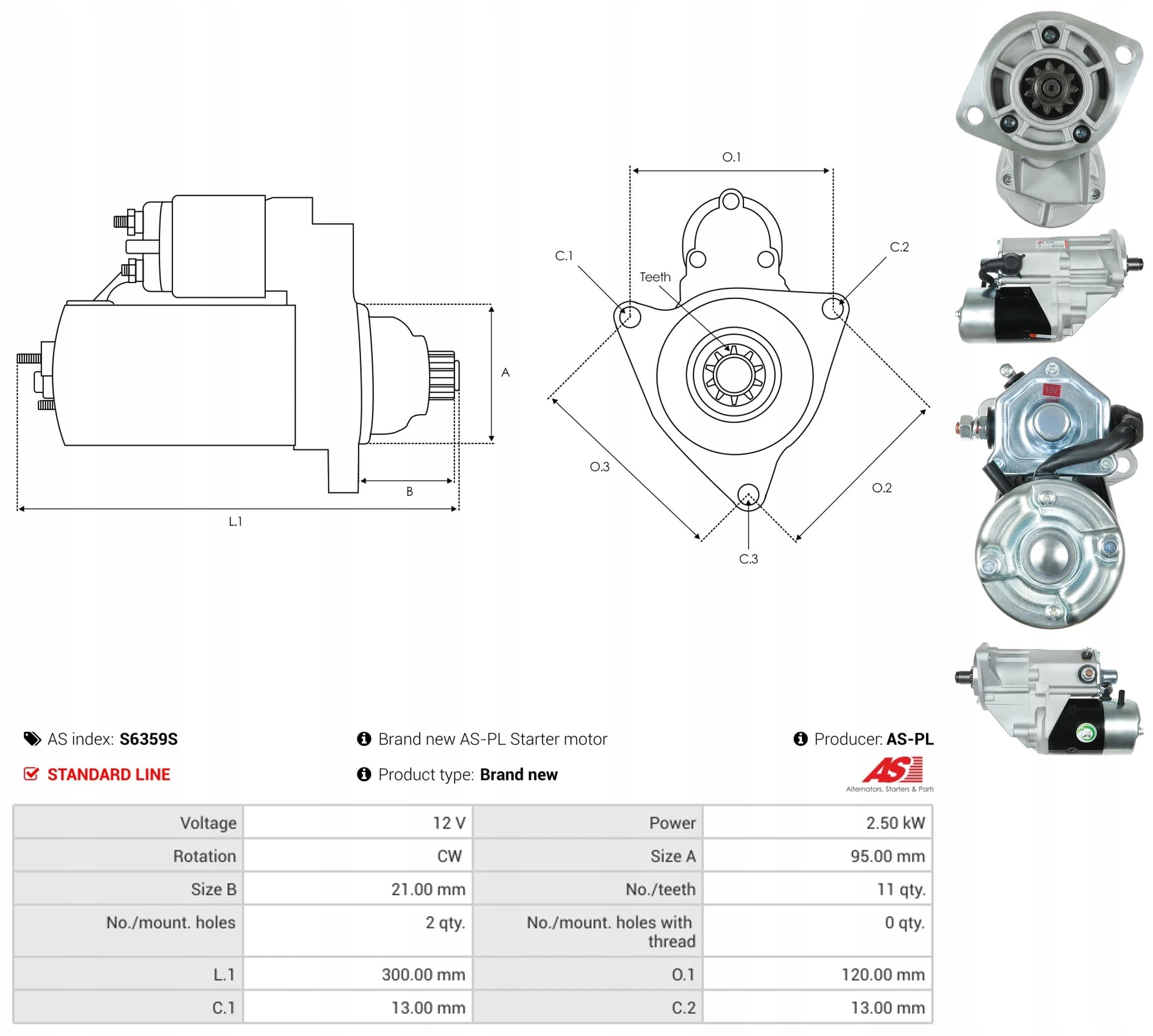 Motor de arranque As-Pl S6359S nuevo 5