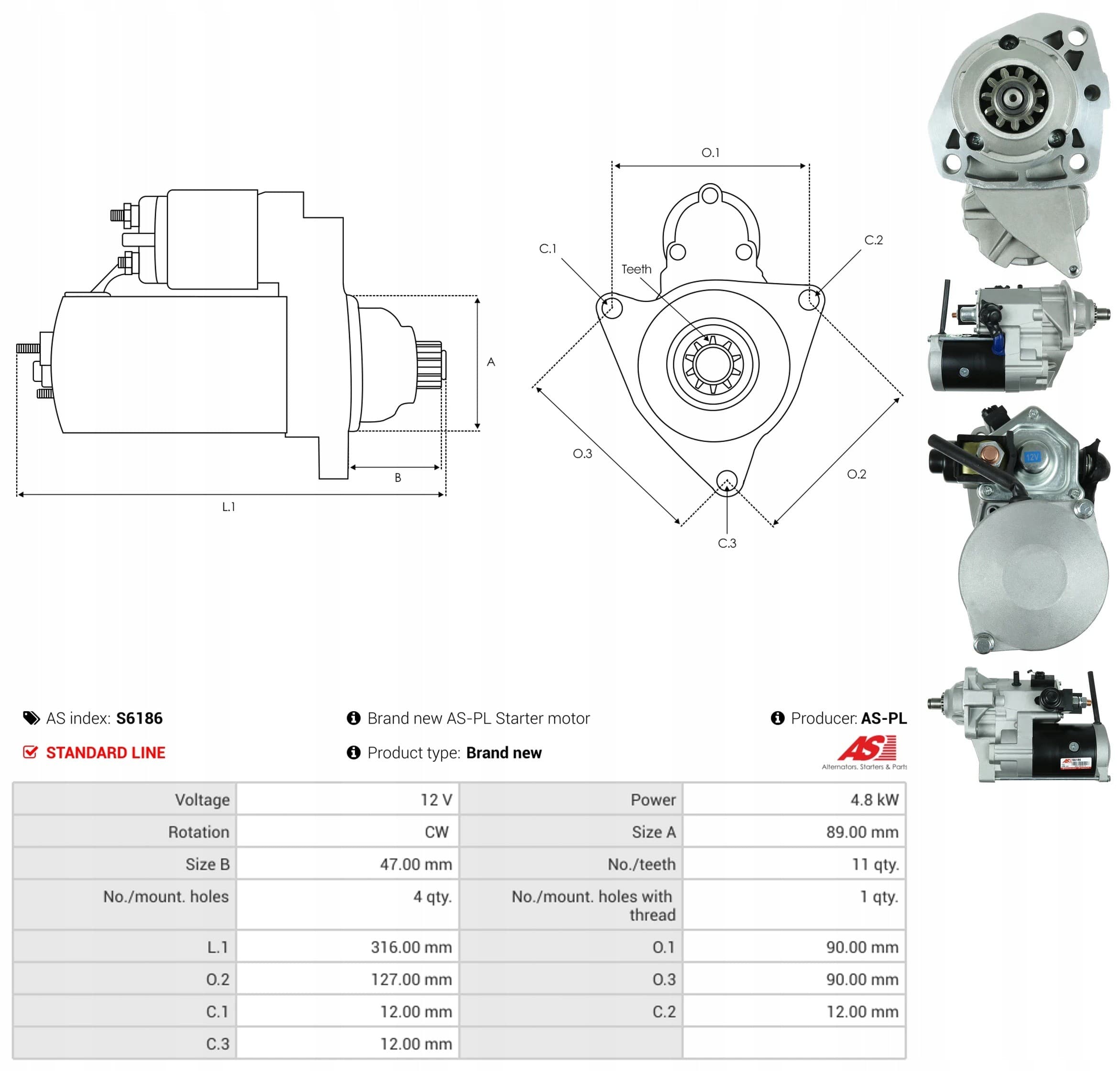 Motor de arranque As-Pl S6186 nuevo 5