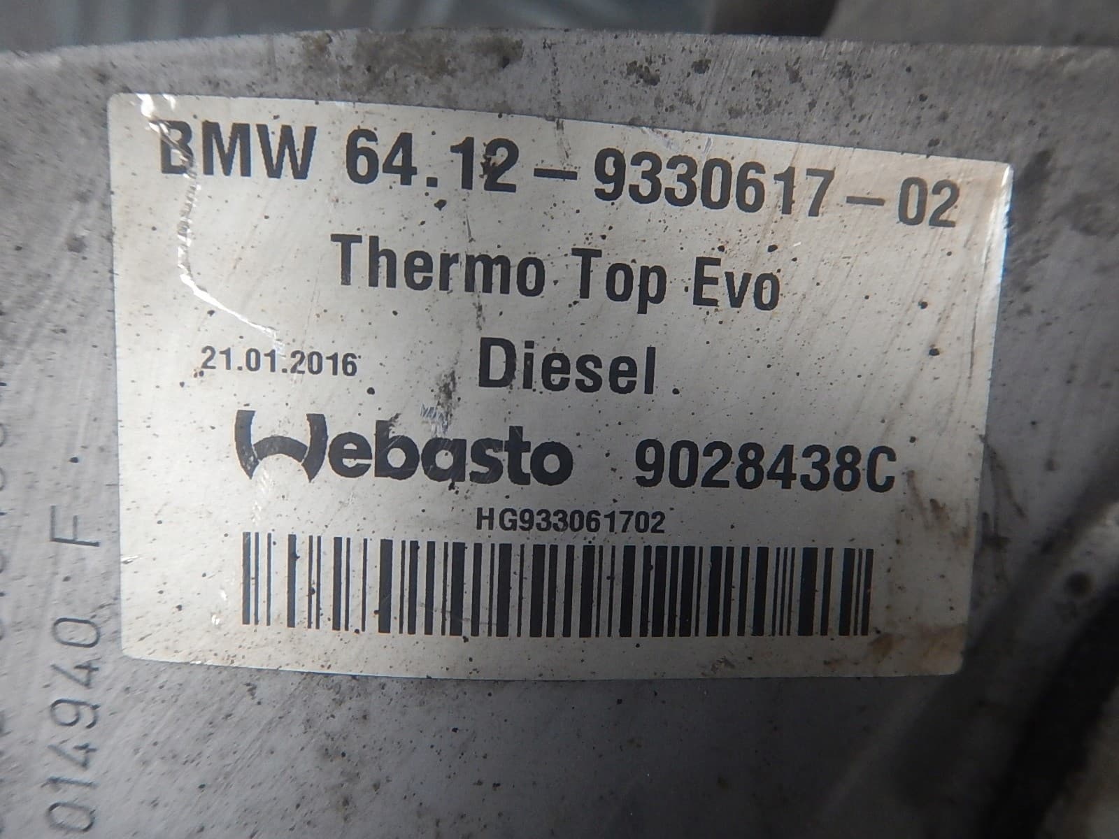 BMW 5 F10 F11 Webasto TT Evo Diesel 9330617 Original nuevo 4