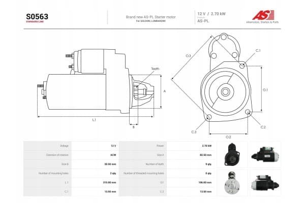 Motor de arranque As-Pl S0563 usado 4