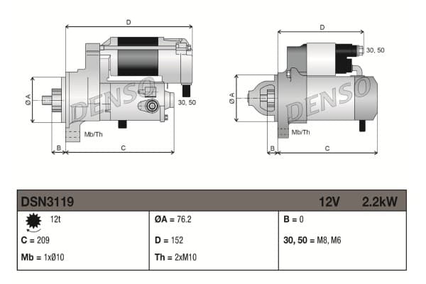 Motor de arranque Denso DSN3119 nuevo 2