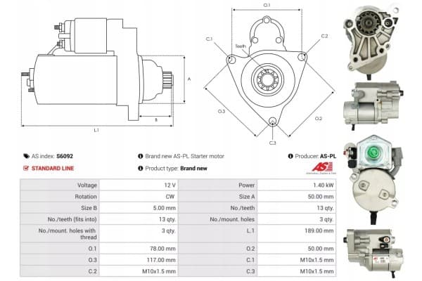 Motor de arranque As-Pl S6092 usado 6